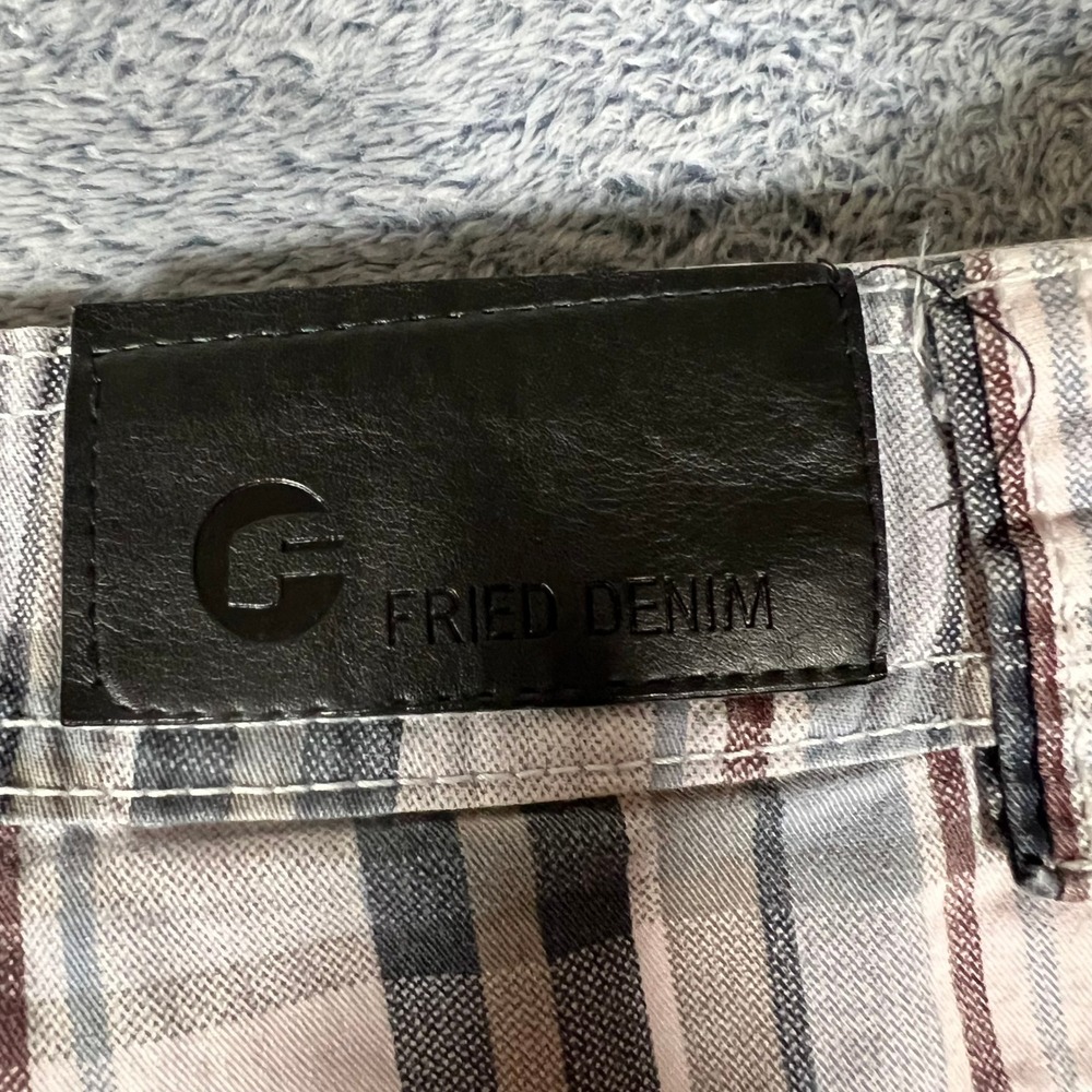 Fried Denim Mens Plaid Cargo Shorts Blue Grey‎ White Cotton 34 Utility G-Unit - Picture 16 of 16